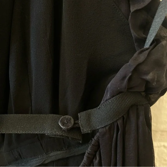 D&G Dolce & Gabbana || High Neck Halter Ruffle Dress Embellished Silk Black 42 6 - Picture 7 of 10